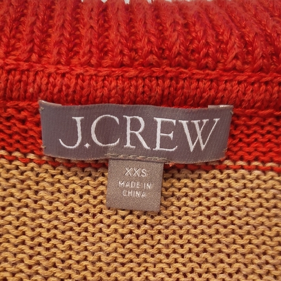 J. Crew V-Neck Sweater in Red and Tan Stripes - Picture 2 of 5